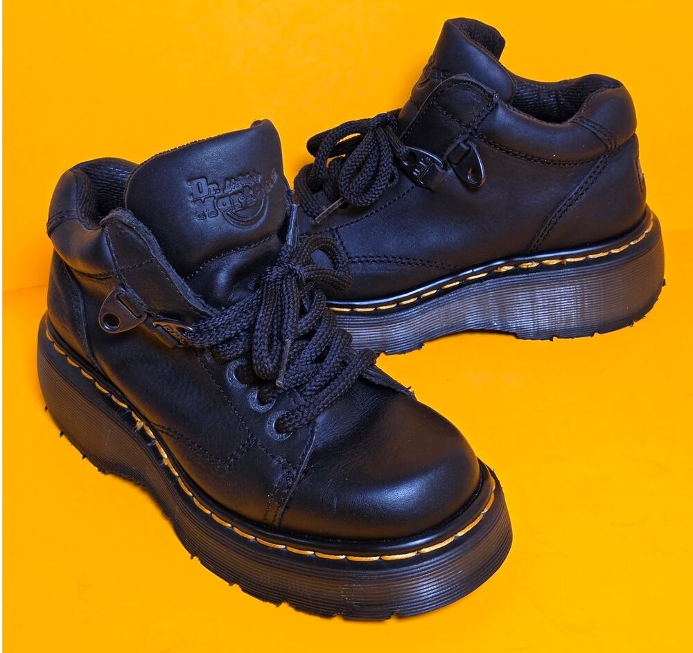 Vintage Dr Martens 9357 Black Leather Boots UK 4 US 6 Like New Y2K Chunky